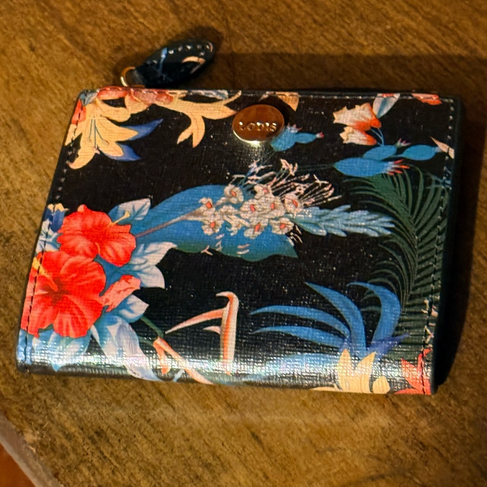 Lodis Black Floral Women's small Wallet READ